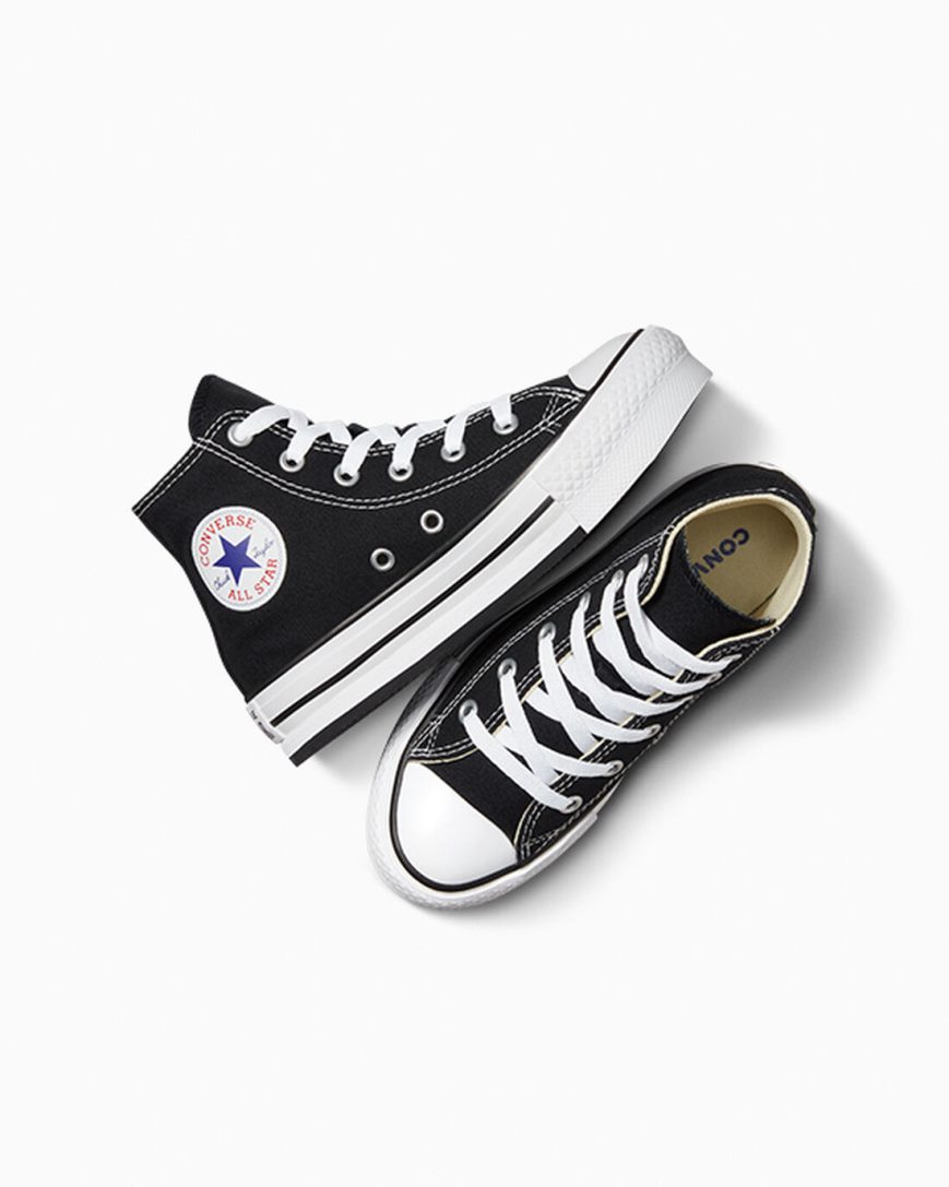 Pantofi Platforma Fete Converse Chuck Taylor All Star Lift Inalti Negrii Albi Negrii | RO KRJPL692